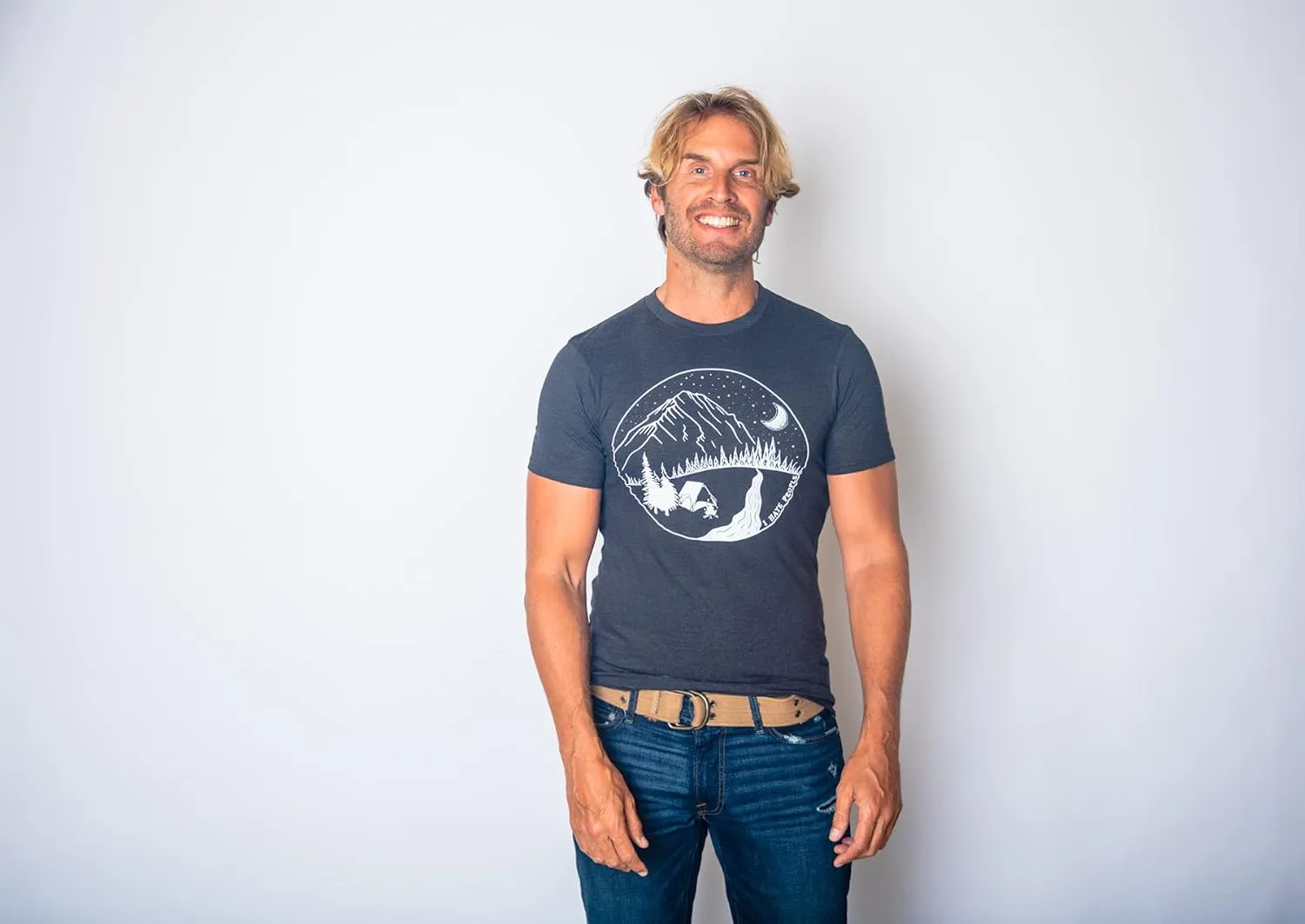 Mens Camping T Shirts Funny Camp Tees for Guys Cool Shirts for Outdoor Camping
