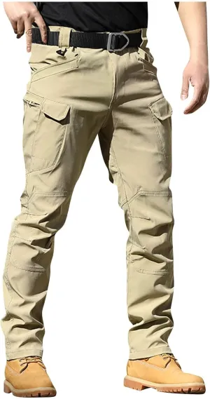 Mens Cargo Pants Water Resistant Relaxed Fit Hiking Work Pants Multi Pockets Flex Baggy Tactical Pants