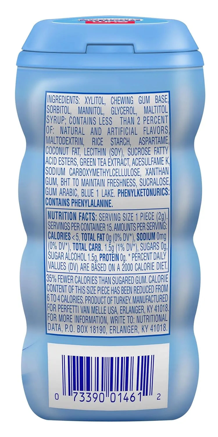 Mentos Pure Fresh Sugar-Free Chewing Gum with Xylitol, Sweet Mint, 15 Piece Bottle (Pack of 10)
