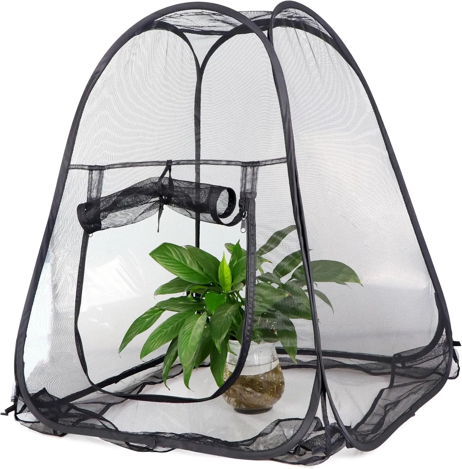 Mesh Plant Cover from Animals, Plant Netting Pest Guard Cover, Plant Tent Cage Pop-up with 4 Stakes for Vegetables, Fruits, Flowers, 28 x 28 x 32 Inches