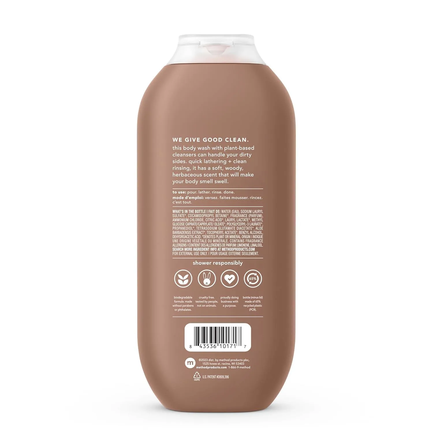 Method Men Body Wash, Sandalwood   Vetiver, Paraben and Phthalate Free, 18 FL Oz (Pack of 6)