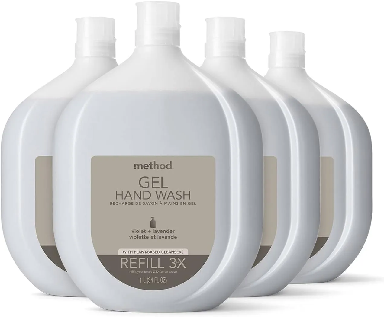 Method Premium Gel Hand Soap Refill, Violet   Lavender, Recyclable Bottle, Biodegradable Formula, 34 fl oz (Pack of 4)