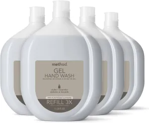 Method Premium Gel Hand Soap Refill, Violet   Lavender, Recyclable Bottle, Biodegradable Formula, 34 fl oz (Pack of 4)