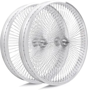 MICARGI 26"*4.0 Beach Cruiser Bicycle Disc Brake Wheelset, Polish Front and Rear Rims Set