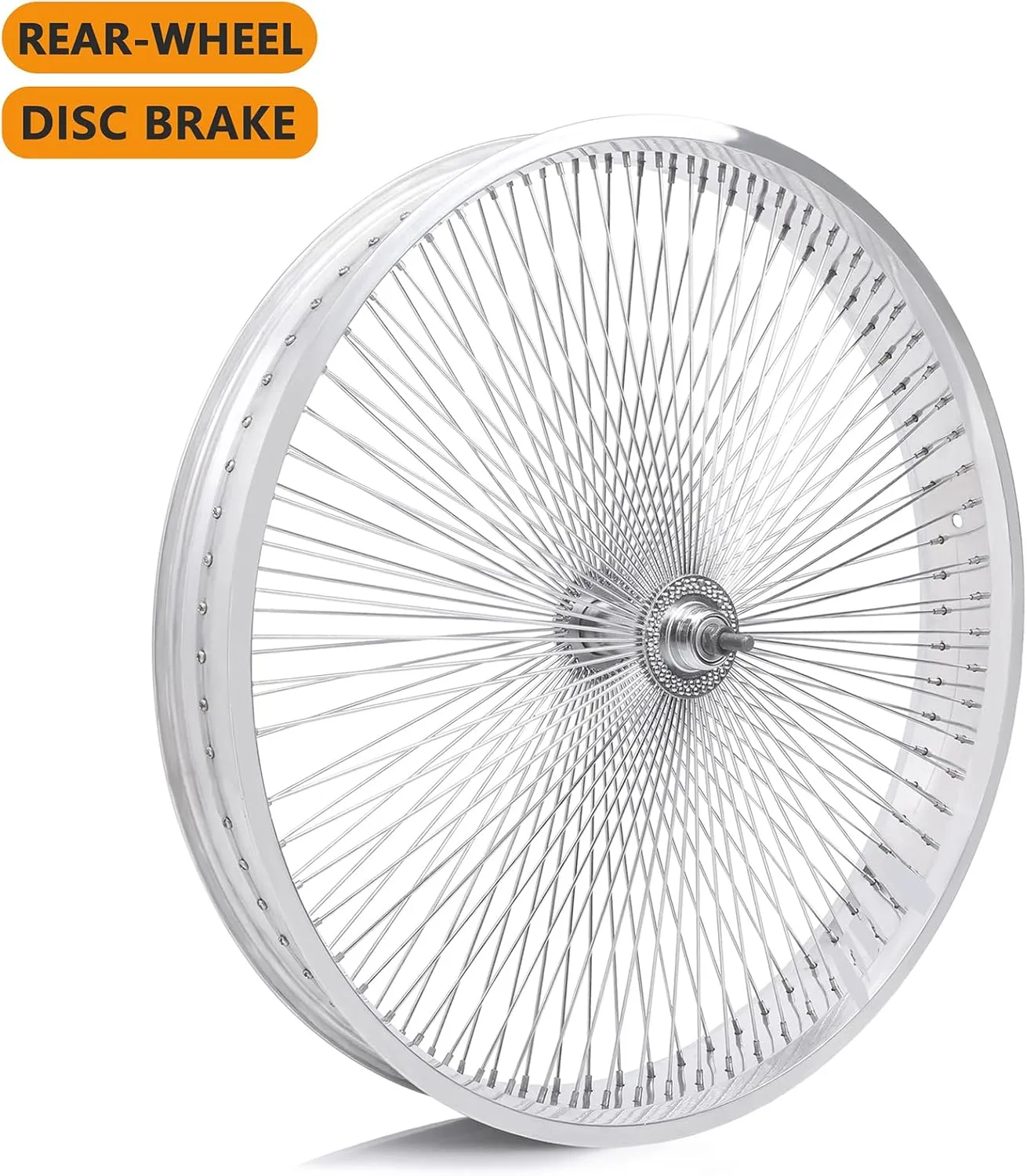 MICARGI 26"*4.0 Beach Cruiser Bicycle Disc Brake Wheelset, Polish Front and Rear Rims Set