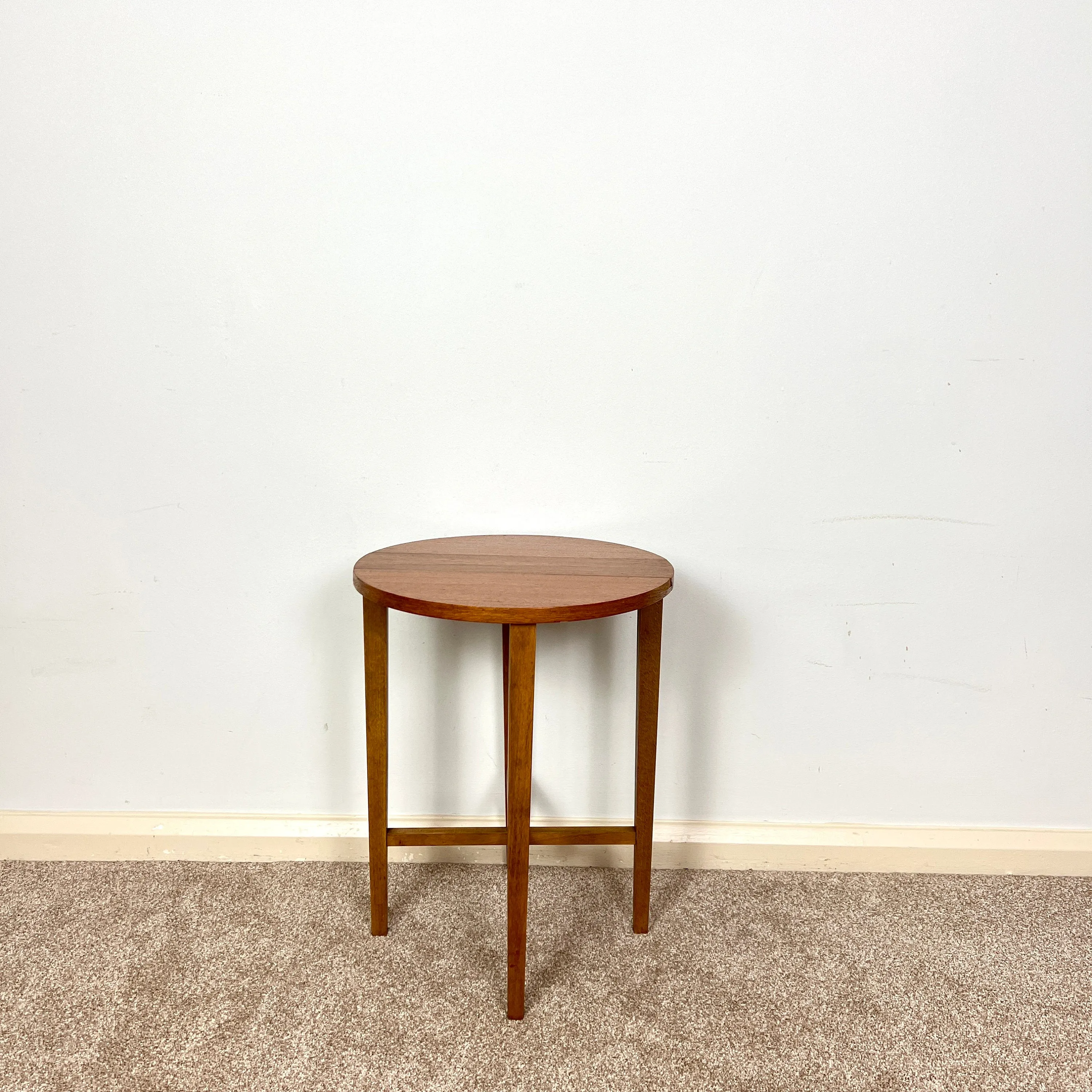 Midcentury Teak Folding Small Side Bedside Table, Vintage Retro End Table, Danish Style