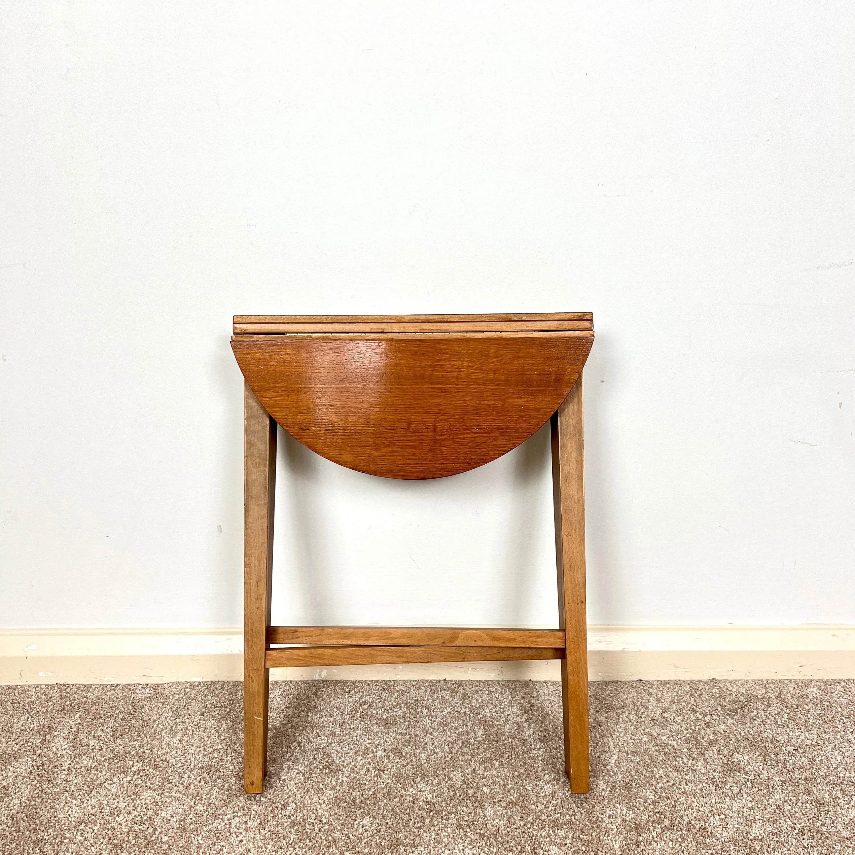 Midcentury Teak Folding Small Side Bedside Table, Vintage Retro End Table, Danish Style