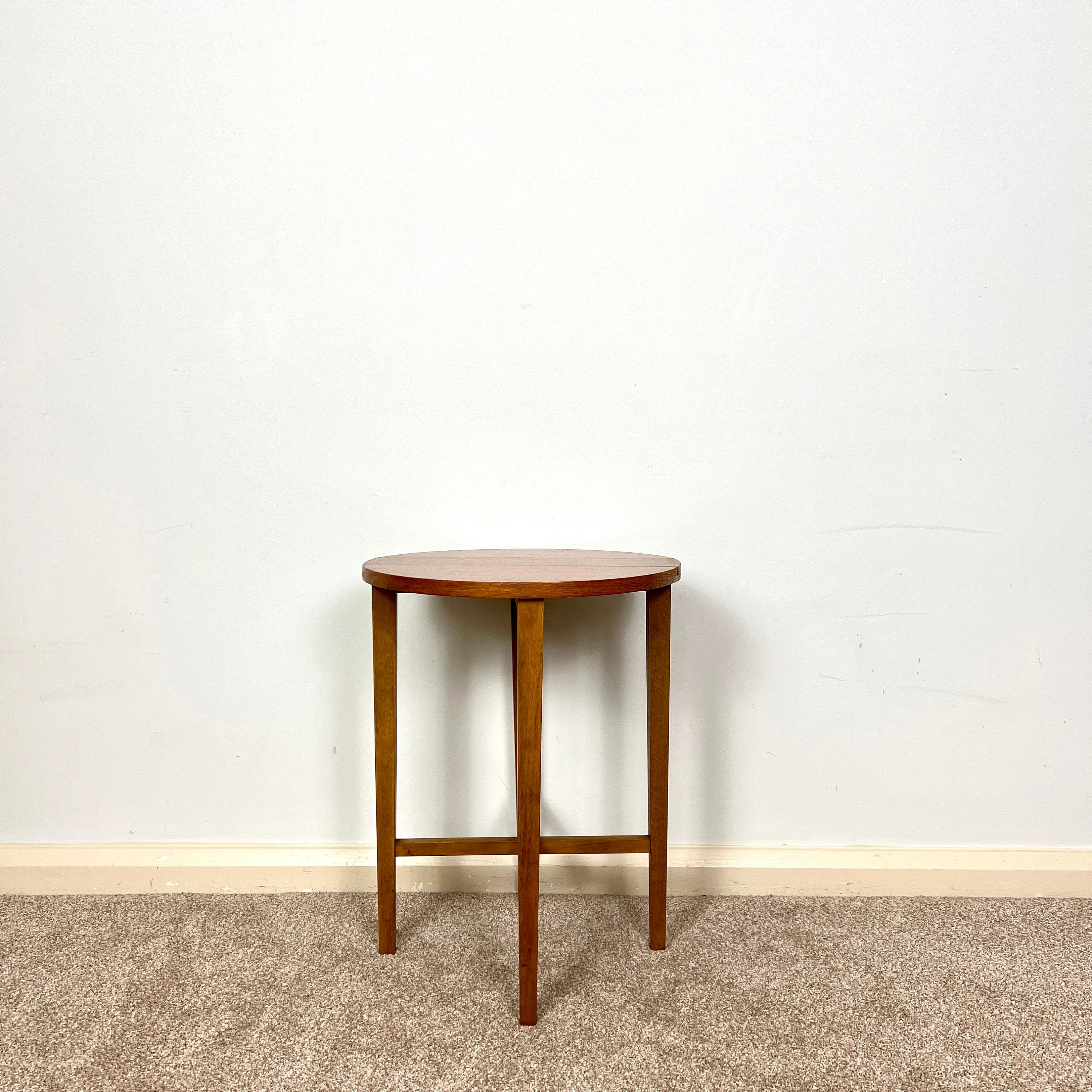 Midcentury Teak Folding Small Side Bedside Table, Vintage Retro End Table, Danish Style