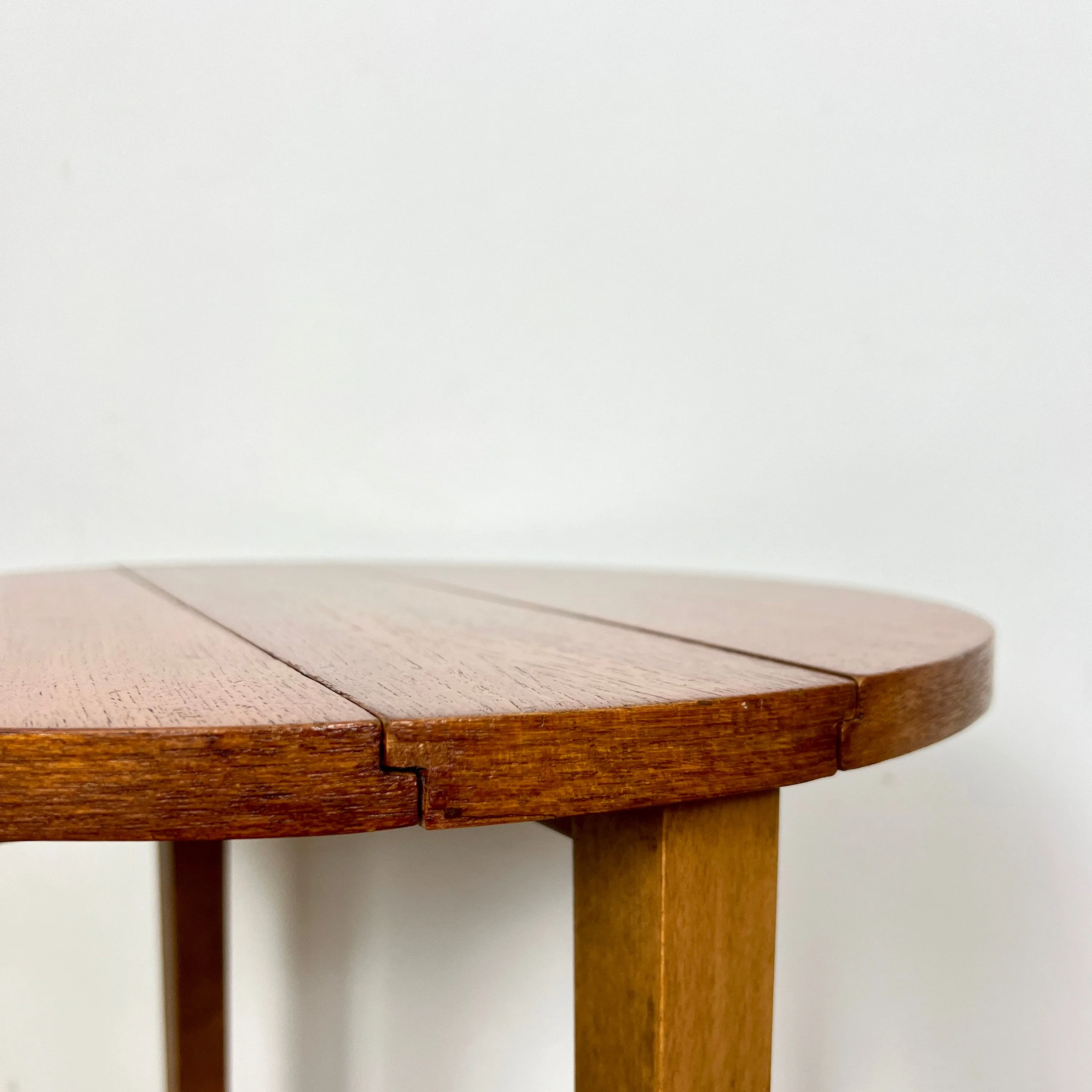 Midcentury Teak Folding Small Side Bedside Table, Vintage Retro End Table, Danish Style