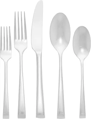 Mikasa 5080993 Rockford 45-Piece 18/10 Stainless Steel Flatware Set with Serving Utensil Set, Service for 8