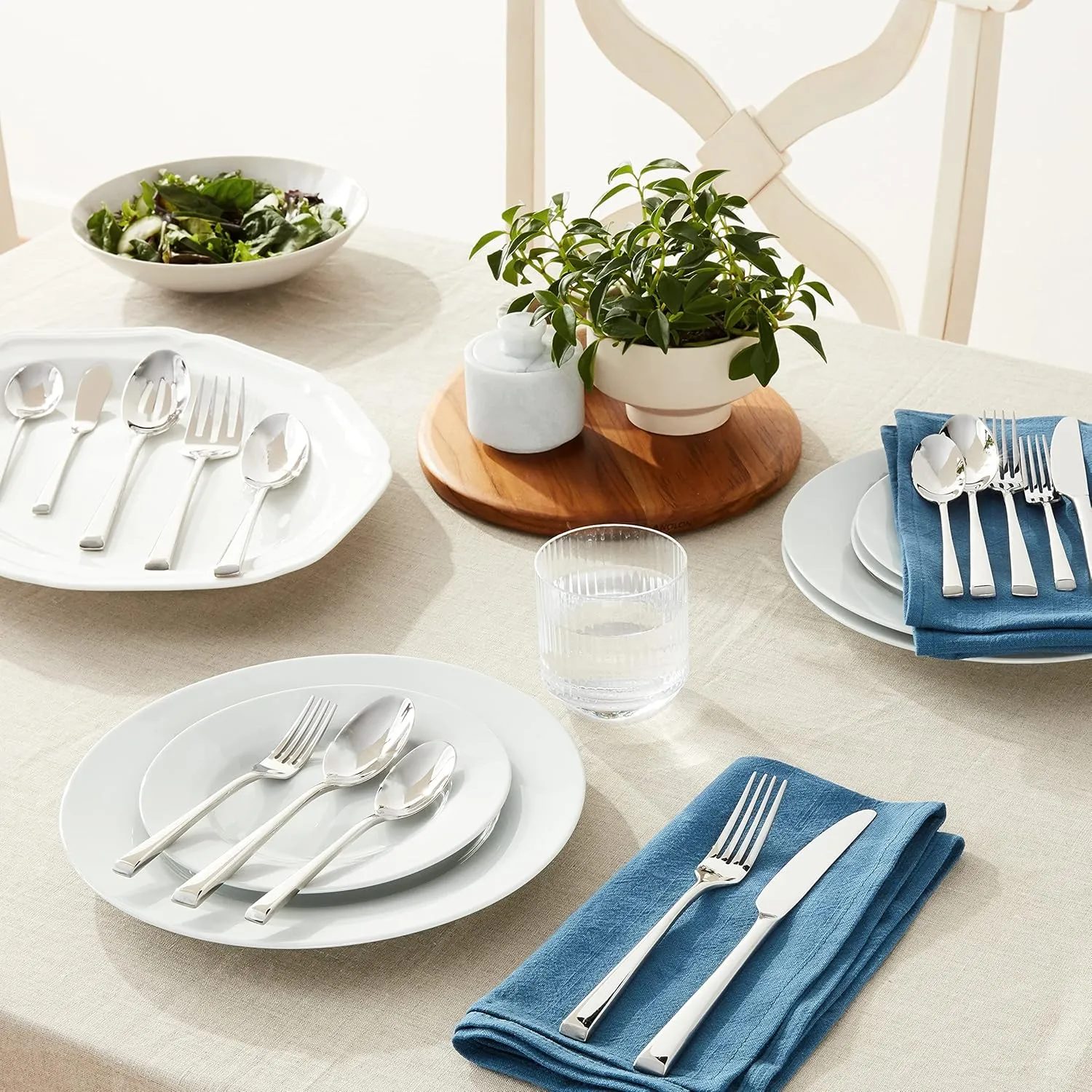Mikasa 5080993 Rockford 45-Piece 18/10 Stainless Steel Flatware Set with Serving Utensil Set, Service for 8