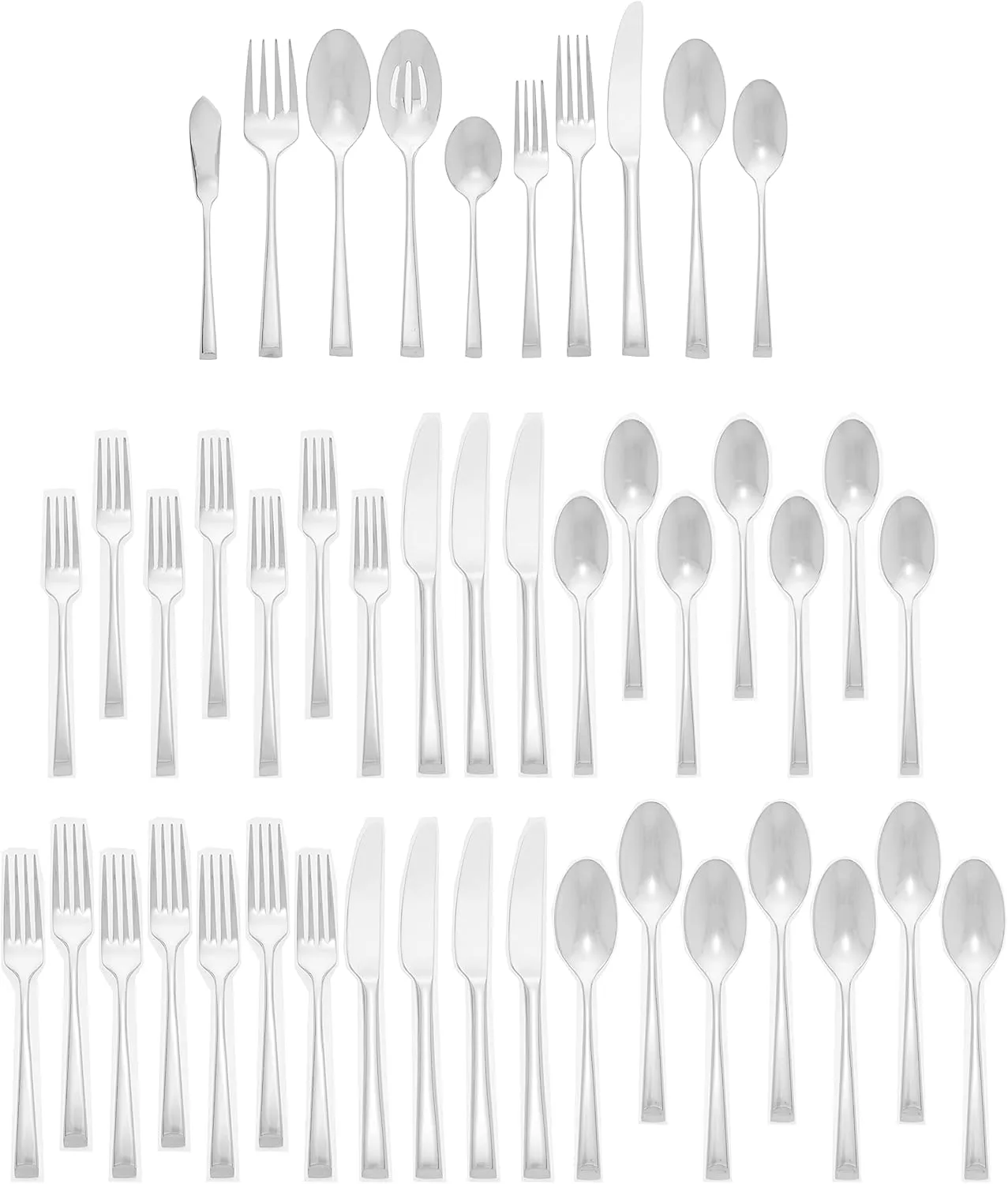Mikasa 5080993 Rockford 45-Piece 18/10 Stainless Steel Flatware Set with Serving Utensil Set, Service for 8