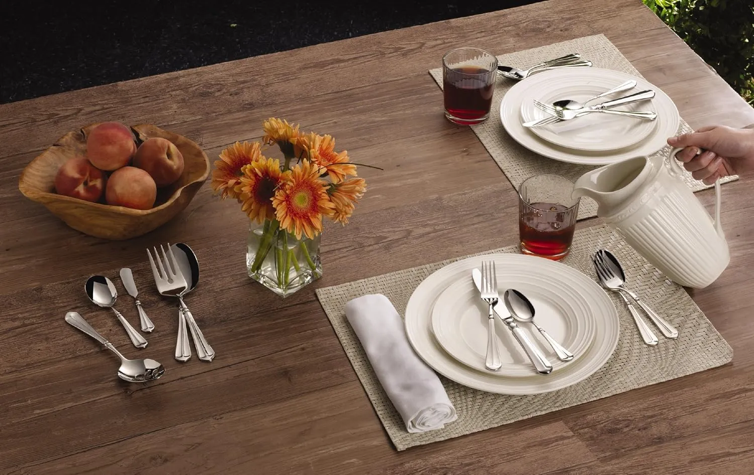 Mikasa French Countryside 45-Piece Stainless Steel Flatware Set with Serveware, Service for 8