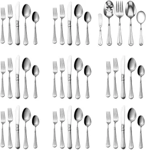 Mikasa French Countryside 45-Piece Stainless Steel Flatware Set with Serveware, Service for 8
