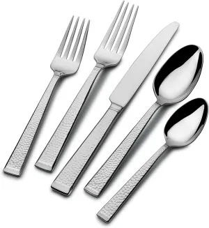 Mikasa, Kyler Flatware Service for 12, 65 Piece Set, 18/10 Stainless Steel, Silverware Set with Serving Utensils