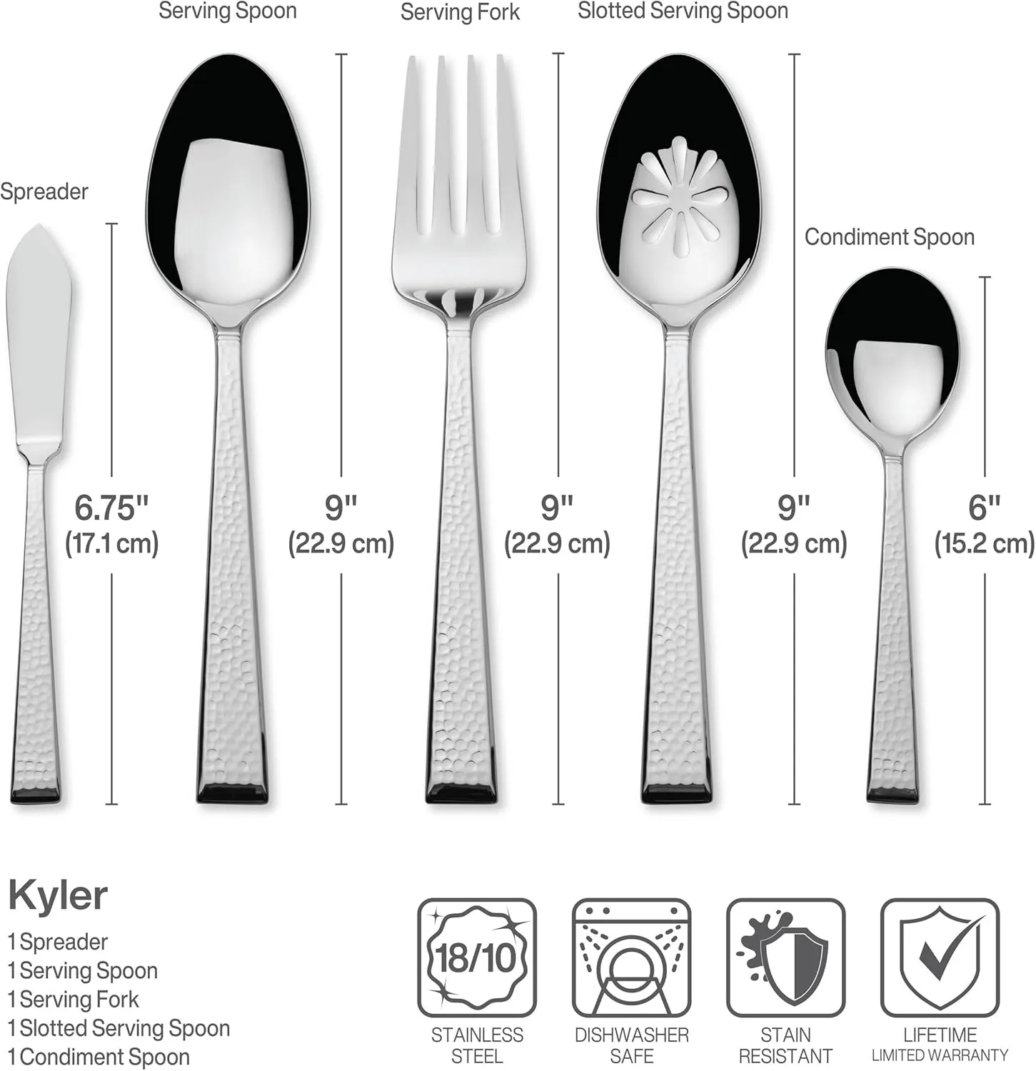 Mikasa, Kyler Flatware Service for 12, 65 Piece Set, 18/10 Stainless Steel, Silverware Set with Serving Utensils