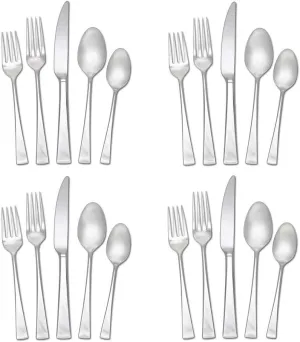 Mikasa, Lucia Flatware Service for 4, 20 Piece Set, 18/10 Stainless Steel Silverware Set