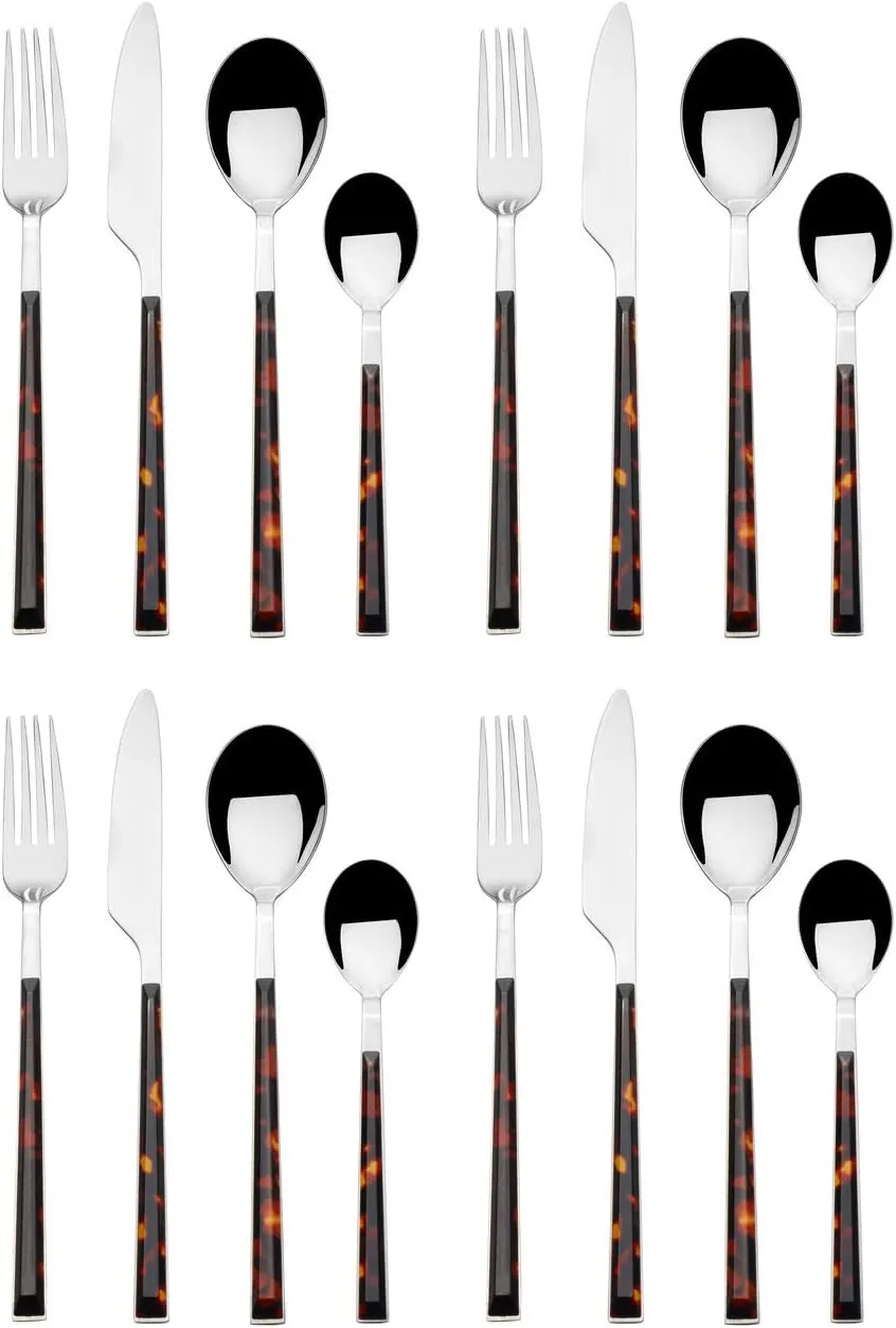 Mikasa Tortoise 18/10 Stainless Steel 16-Piece Flatware Set, Service For 4