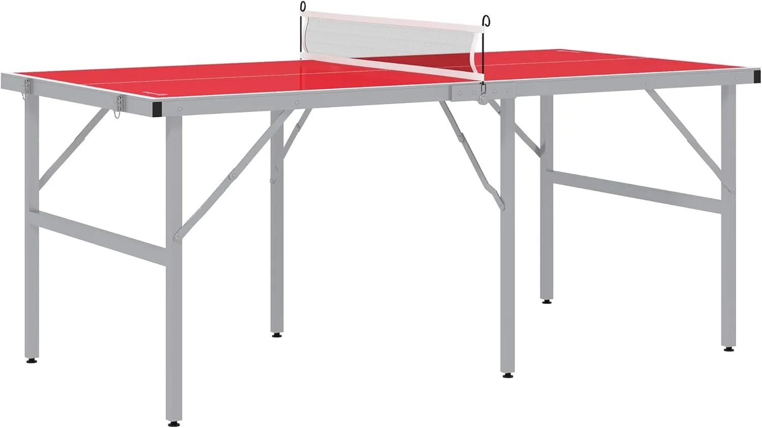 Mini Ping Pong Table Set for Outdoor and Indoor, Foldable Table TTable with Net, 2 Paddles, 3 Balls, Adjustable Feet, Easy Assembly, Red