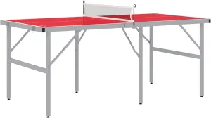 Mini Ping Pong Table Set for Outdoor and Indoor, Foldable Table TTable with Net, 2 Paddles, 3 Balls, Adjustable Feet, Easy Assembly, Red