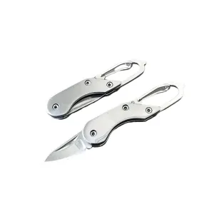 Mini Stainless Steel Folding Knife with Built-In Carabiner