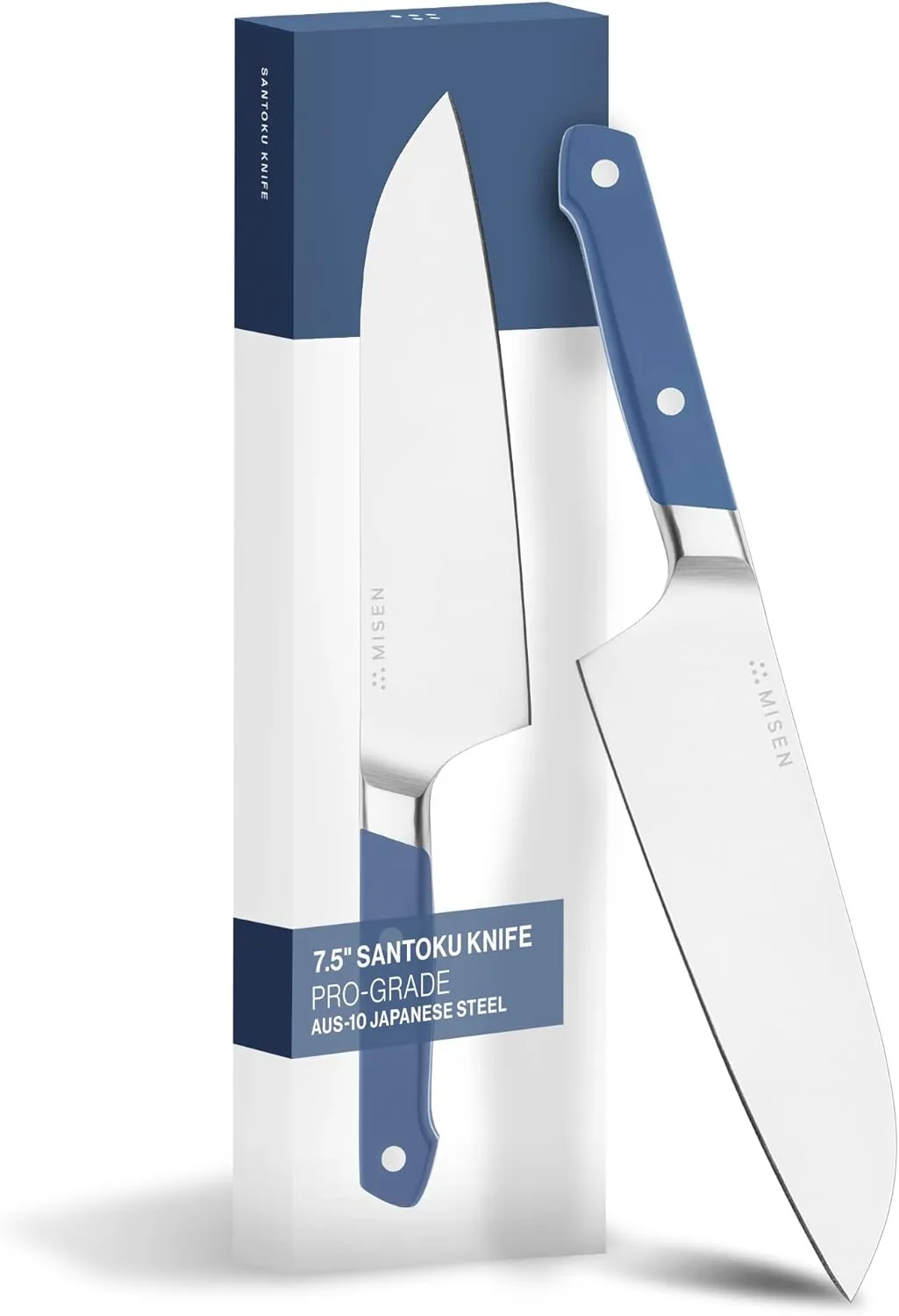 Misen Japanese Santoku Chef Knife - 7.5 Inch High Carbon Stainless Steel - Classic Japanese Knife Design for Cutting, Slicing, and Chopping - Razor Sharp Japanese Style Kitchen Knife, Blue