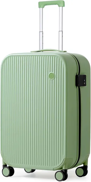 mixi Hardside PC Suitcase 20 Inch Carry On Luggage Spinner Wheels TSA with Cover, Avocado Green