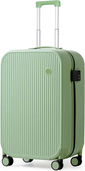 mixi Hardside PC Suitcase 20 Inch Carry On Luggage Spinner Wheels TSA with Cover, Avocado Green