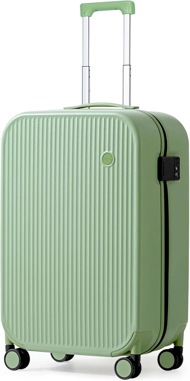 mixi Hardside PC Suitcase 20 Inch Carry On Luggage Spinner Wheels TSA with Cover, Avocado Green
