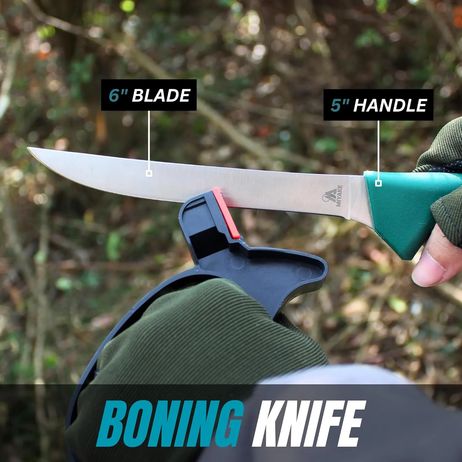 MIYAKE Elk, Buck & Deer Hunting Knife Set Field Dressing Kit Portable Outdoor Butcher Game Processing Gear Accessories | Butcher Knife, Gut Hook Skinning Knives, Boning Knife, Caping Knife, Fillet Knives with Nylon Knife Sheath - Camping Gear
