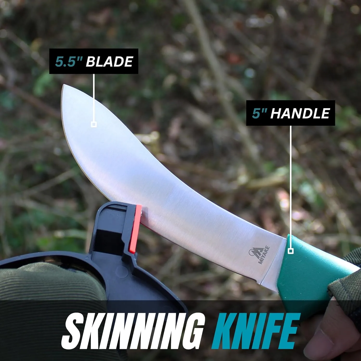 MIYAKE Elk, Buck & Deer Hunting Knife Set Field Dressing Kit Portable Outdoor Butcher Game Processing Gear Accessories | Butcher Knife, Gut Hook Skinning Knives, Boning Knife, Caping Knife, Fillet Knives with Nylon Knife Sheath - Camping Gear