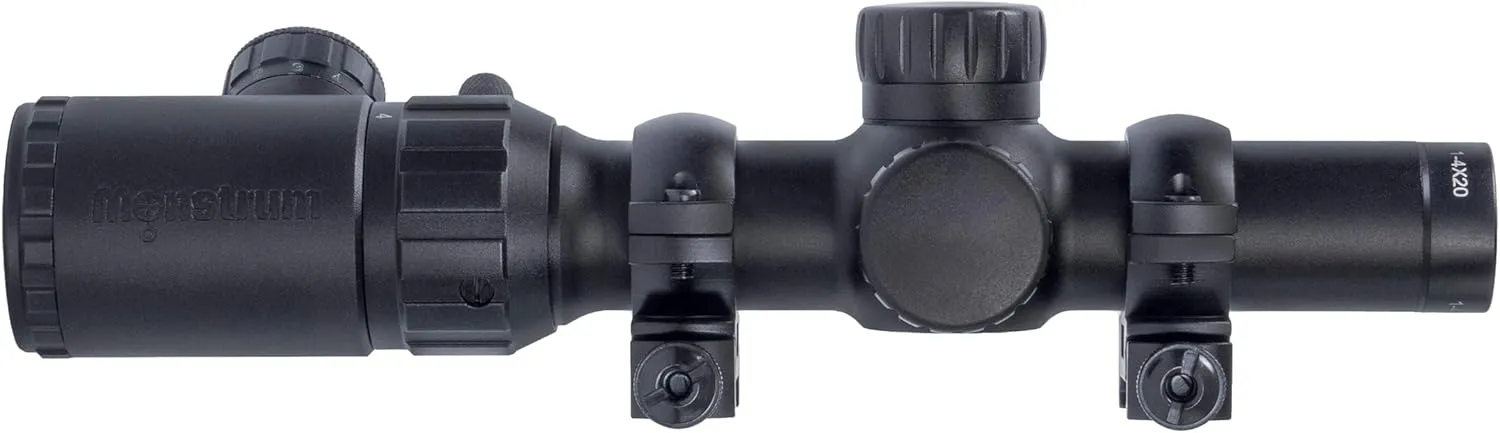 Monstrum 1-4x20 Rifle Scope with Rangefinder Reticle and Medium Profile Scope Rings