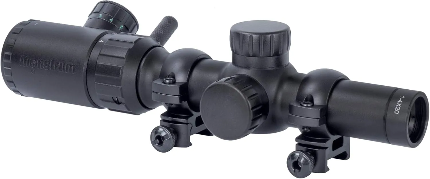 Monstrum 1-4x20 Rifle Scope with Rangefinder Reticle and Medium Profile Scope Rings