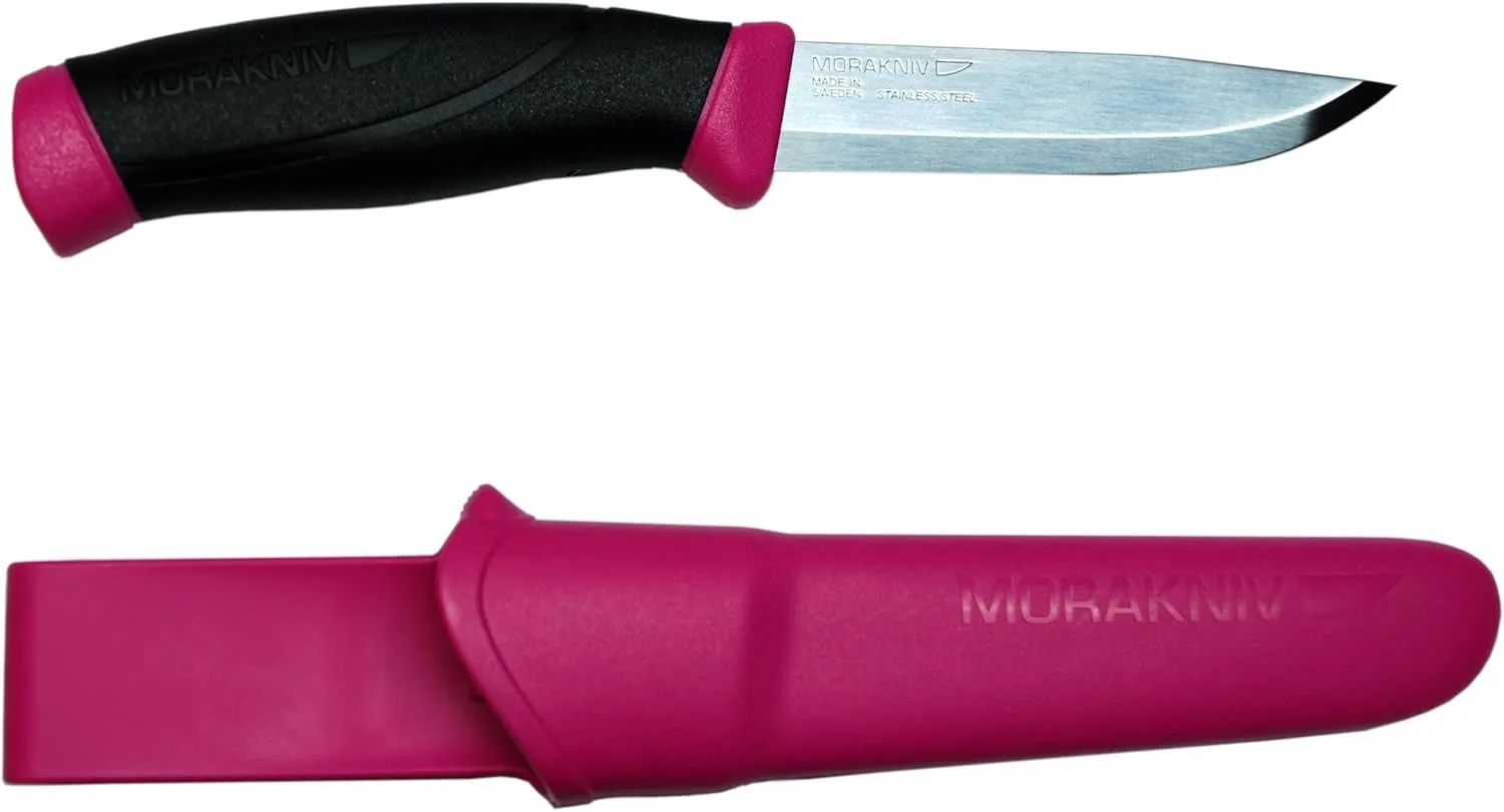 Morakniv Companion Fixed Blade Outdoor Knife with Stainless Steel Blade, 4.1-Inch, Magenta