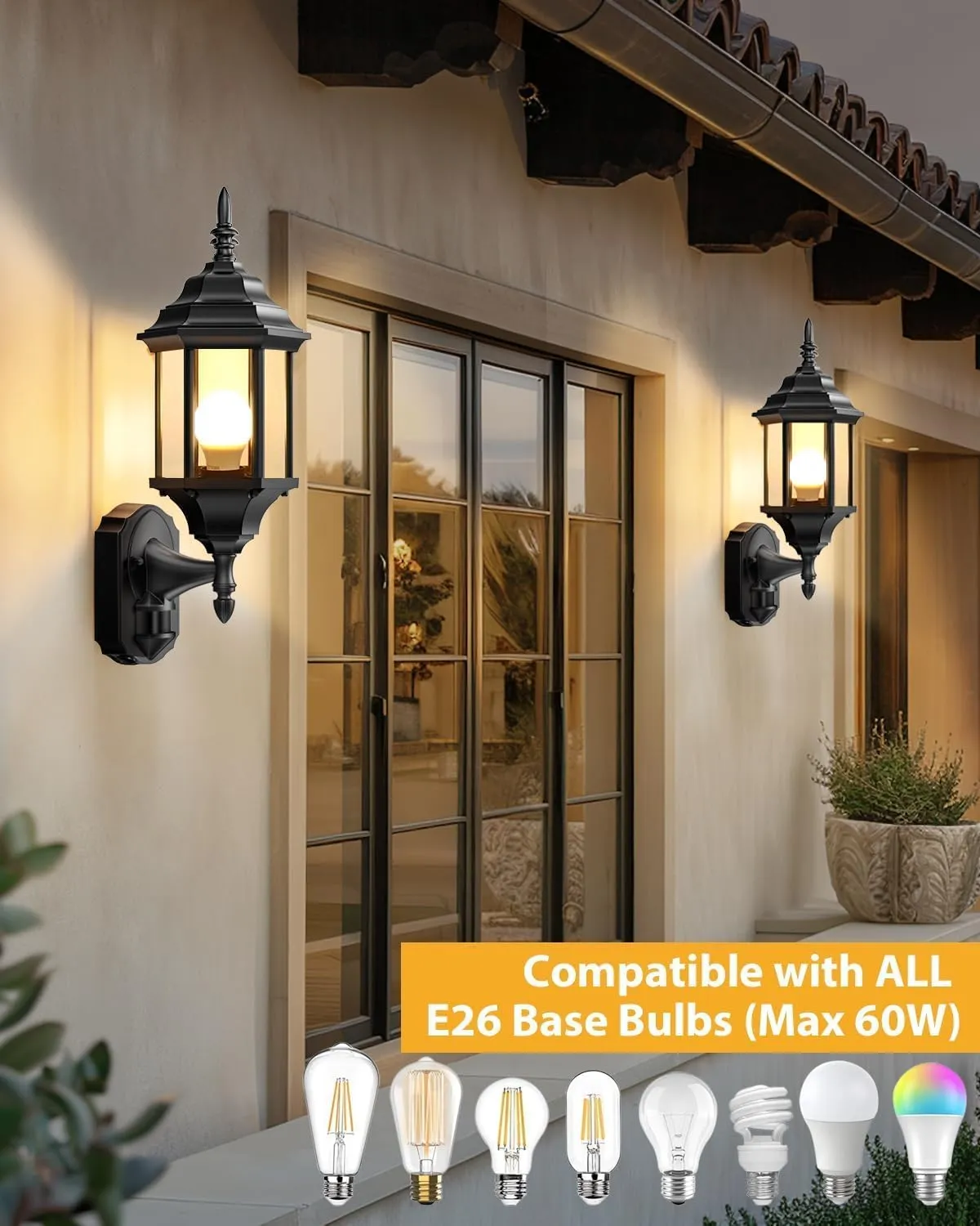 Motion Sensor Outdoor Lights, 16 inch Dusk to Dawn Outside Porch Lights, Waterproof Anti-Rust Aluminum Outdoor Wall Lights Exterior Lighting Fixtures for House, Garage, Front Door