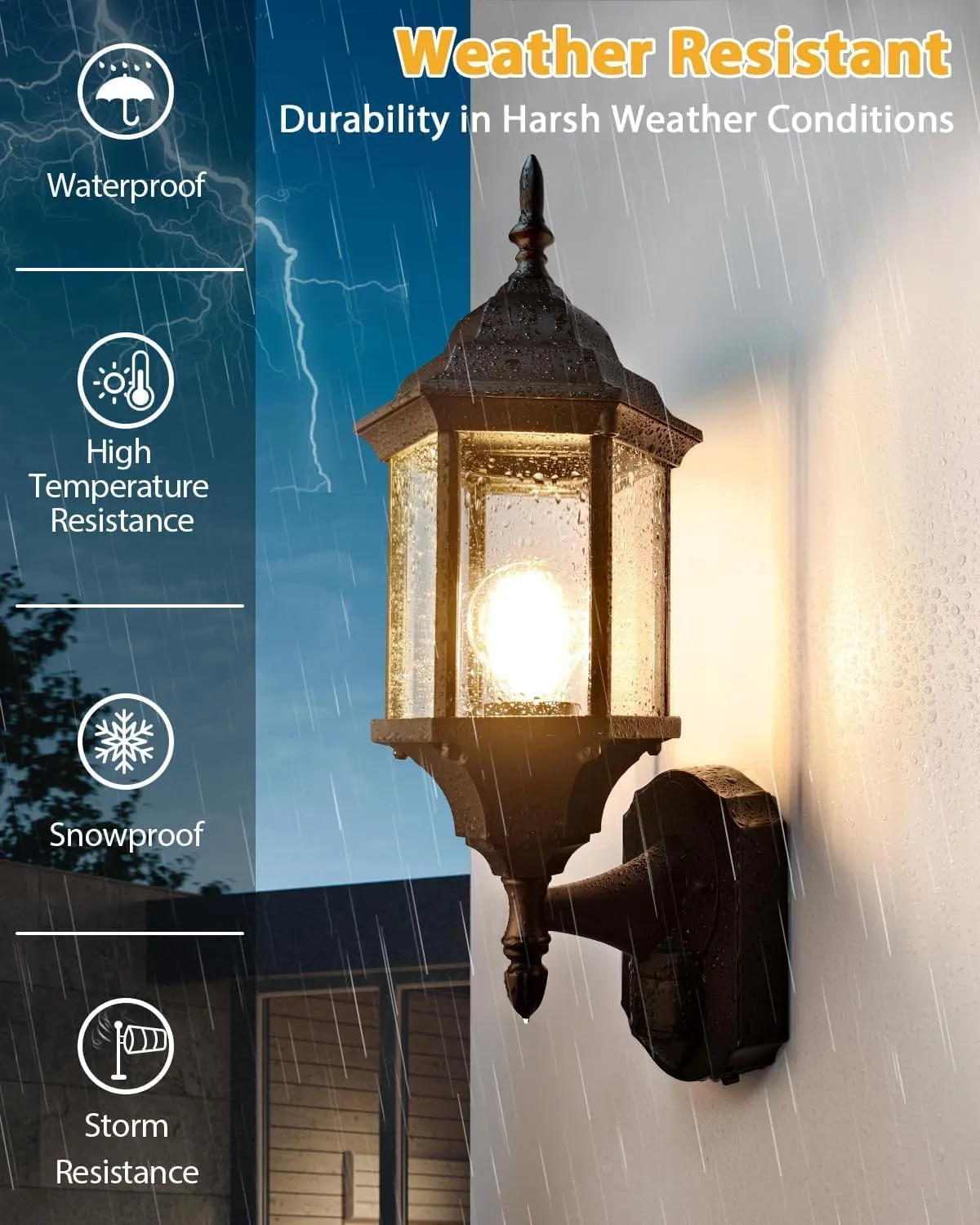 Motion Sensor Outdoor Lights, 16 inch Dusk to Dawn Outside Porch Lights, Waterproof Anti-Rust Aluminum Outdoor Wall Lights Exterior Lighting Fixtures for House, Garage, Front Door