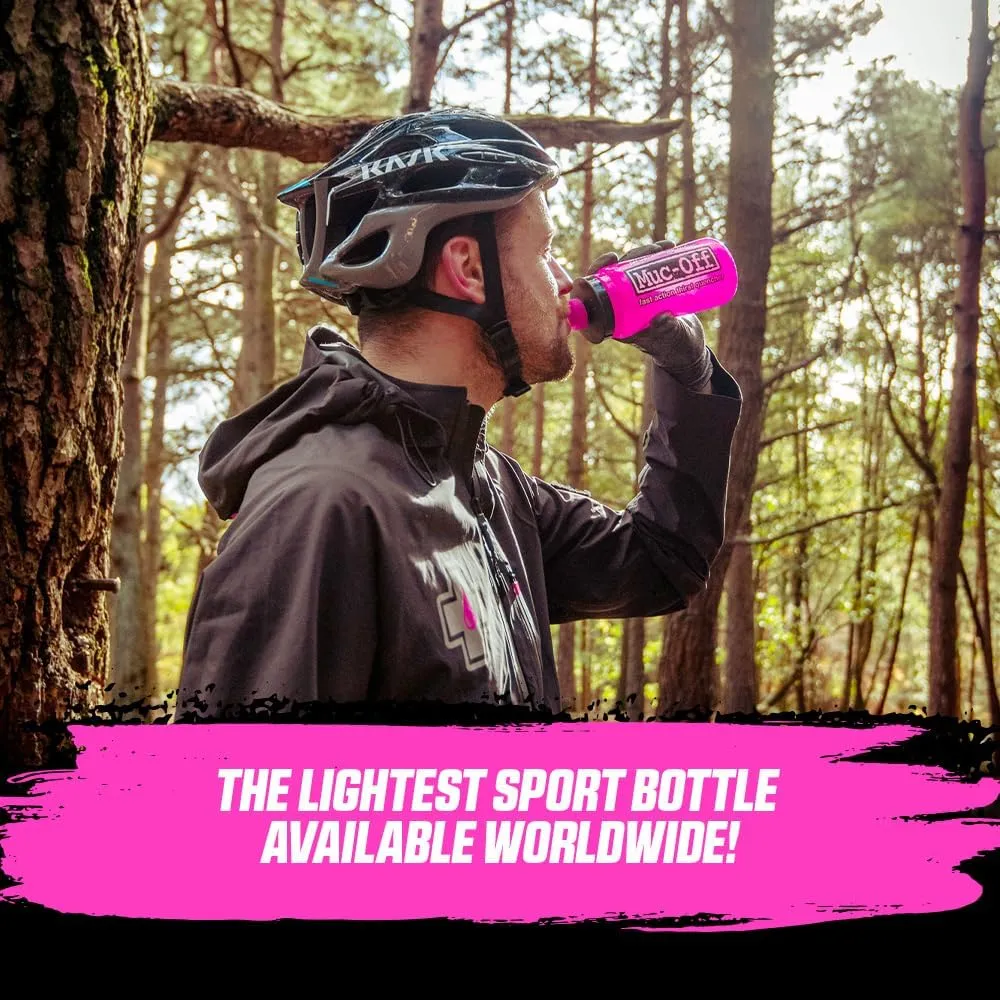 Muc Off Elite Fly Pink Water Bottle, 550 Millilitres - Lightweight, BPA-Free Sports Bottle With Ergonomic Cap For Easy Liquid Flow - 100% Recyclable