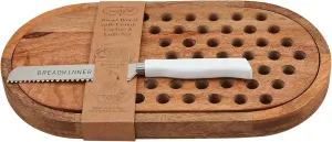 Mud Pie Bread Set Serving, board 7" x 12 1/2" | knife 9", BROWN