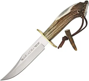 MUELA CAZ-16 Crown Stag Handle Bowie Knife with Leather Sheath
