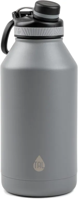 MUHU TAL Ranger 64 oz Black Solid Print Stainless Steel Water Bottle with Wide Mouth Lid (silverandblack)