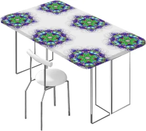 Multicolor Fitted Tablecloth Petals Arranged in Vortex Abstract Swirling Rectangle Table Cloth Reusable Table Cover for Picnic Dining Decoration Color Fits up 5 Foot Tables