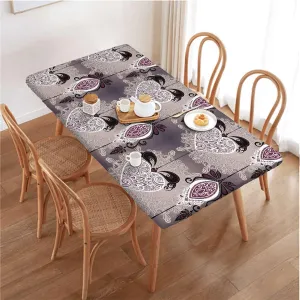 Multicolor Tablecloth Fitted Rectangle Antique Design Oriental Flowers Geometric for Outdoor Indoor Picnic Party Rectangle Table Cloth Floral Fits up 5 Foot Tables