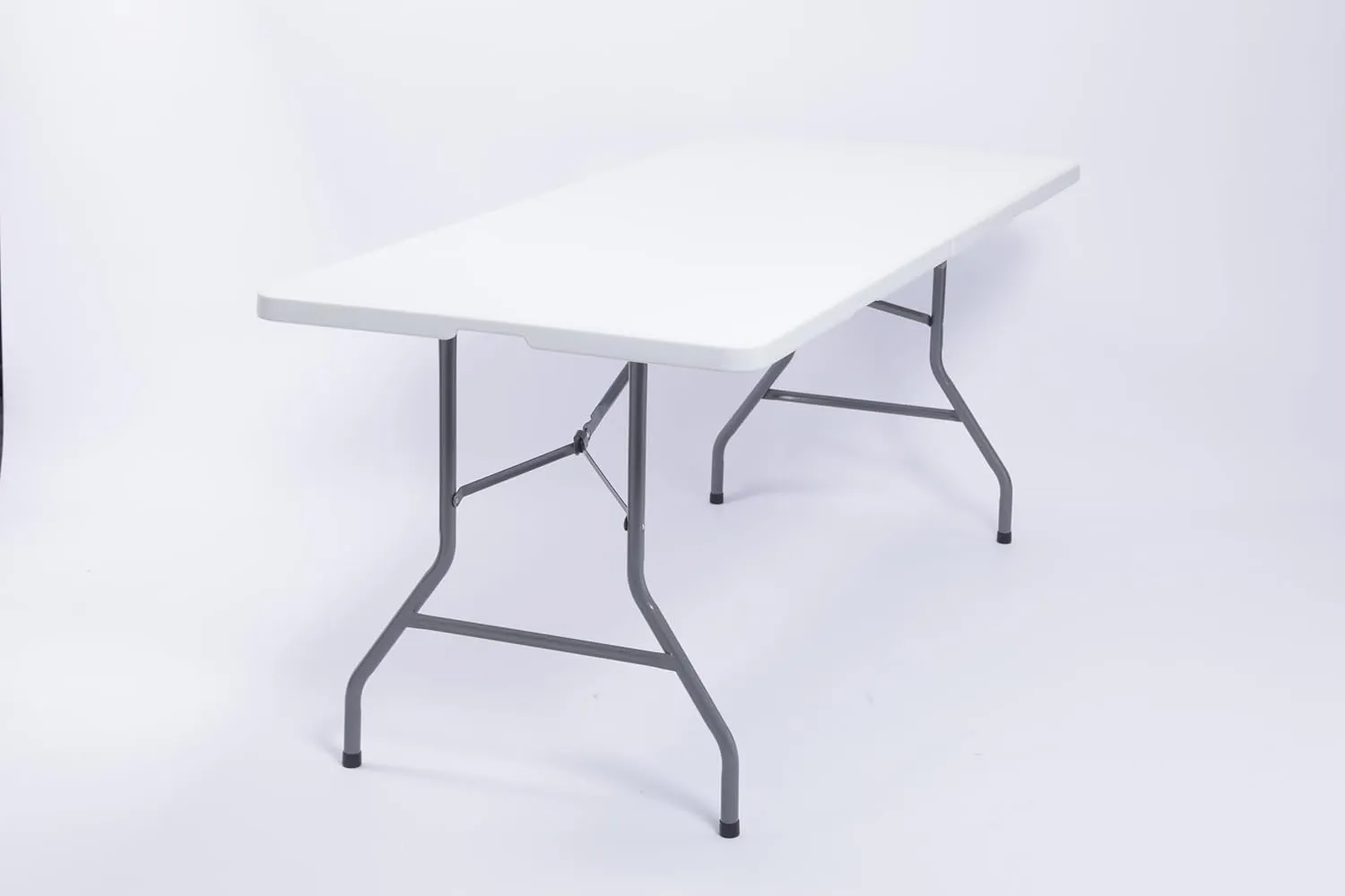 Multipurpose Indoor Outdoor Heavy Duty Plastic Folding Table Portable Picnic Table w/Handle and Steel Legs for Camping, Dining, Party