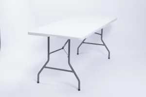 Multipurpose Indoor Outdoor Heavy Duty Plastic Folding Table Portable Picnic Table w/Handle and Steel Legs for Camping, Dining, Party