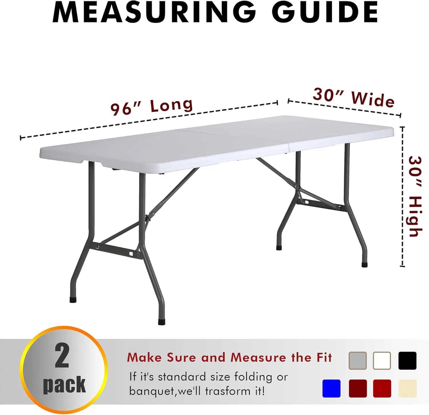 Nasitos 2 Pack Black Tablecloth for 8FT Trade Show Table Covers-Open Back Folding Tablecloths Washable Fabric and Wrinkle Resistant Table Covers for Craft Show, Display Table, Parties, Birthday