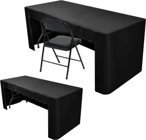 Nasitos 2 Pack Black Tablecloth for 8FT Trade Show Table Covers-Open Back Folding Tablecloths Washable Fabric and Wrinkle Resistant Table Covers for Craft Show, Display Table, Parties, Birthday