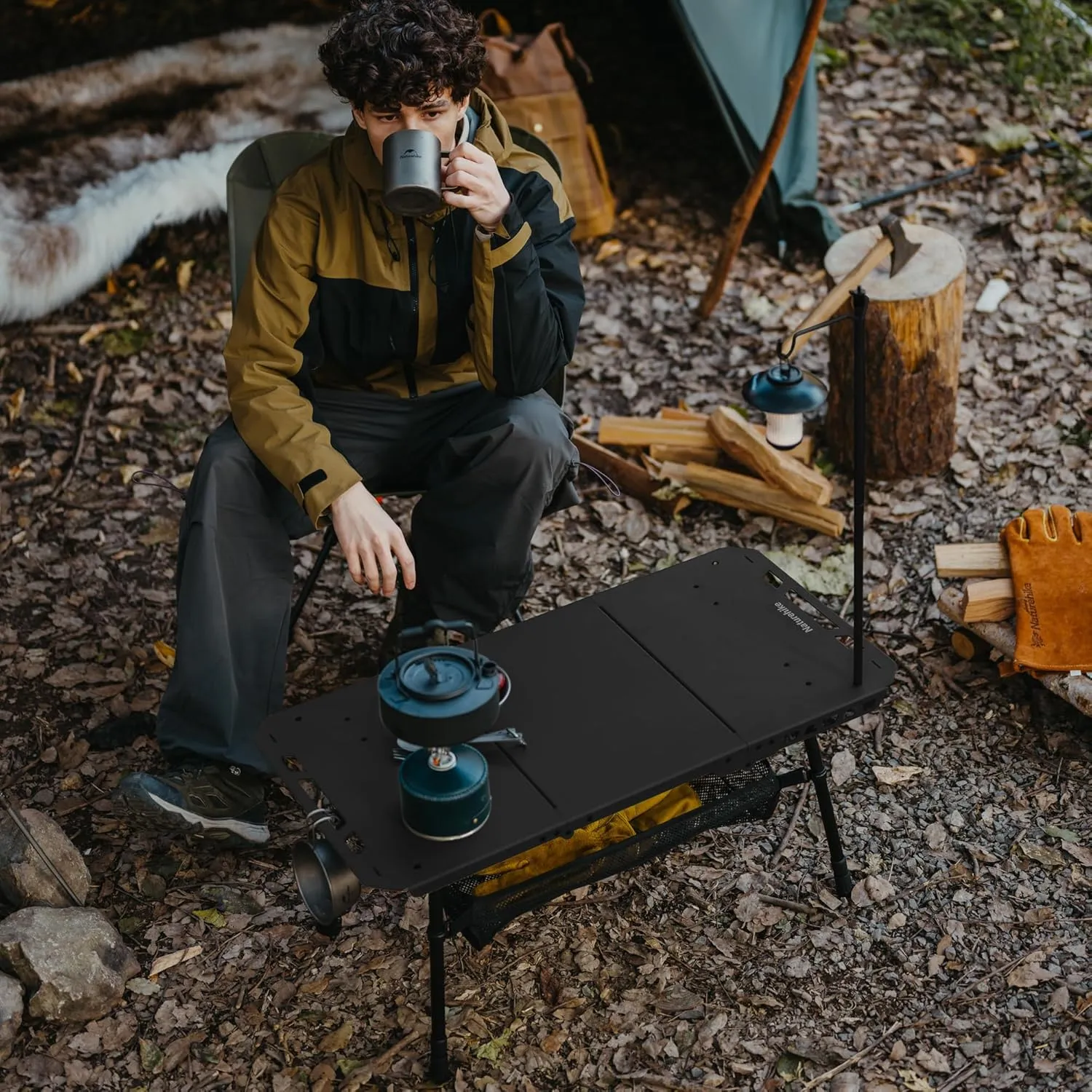 Naturehike Tactical Camping Table with Adjustable Height, Collapsible Table Lightweight with Carry Bag for Camping, Travel expeditions, Hiking, Picnics, BBQs & Beach Trips