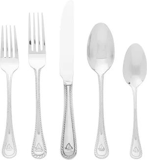 Nautical Flatware Service for 4, 20 Piece Set, 18/0 Stainless Steel, Silverware Set