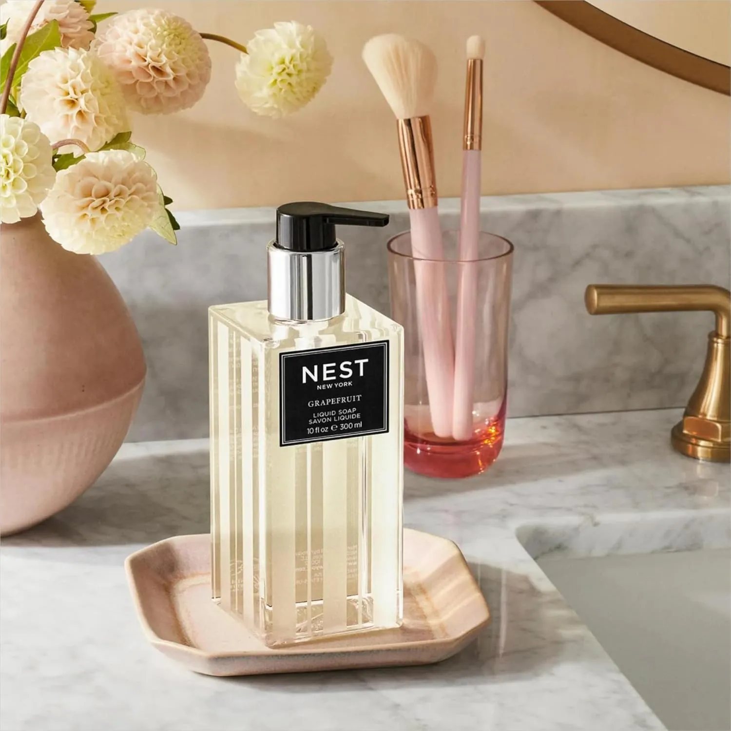 NEST New York Liquid Soap, Himalayan Salt & Rosewater - 10 fl oz - Cleanses & Nourishes Skin - Approx. 300 Pumps Per Bottle - Gluten Free & Cruelty Free