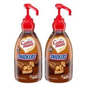Nestle Coffee mate Coffee Creamer, Snickers, Concentrated Liquid Pump Bottle, Non Dairy, No Refrigeration, 50.7 fl oz (Pack of 2)